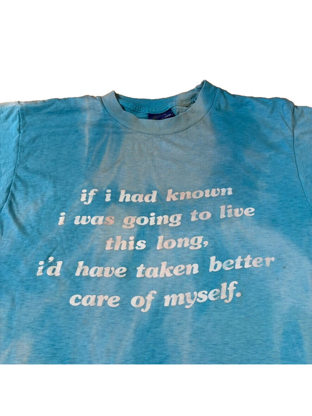 80s Funny Quote Tee Large Faded Blue Made in USA Dark Humor